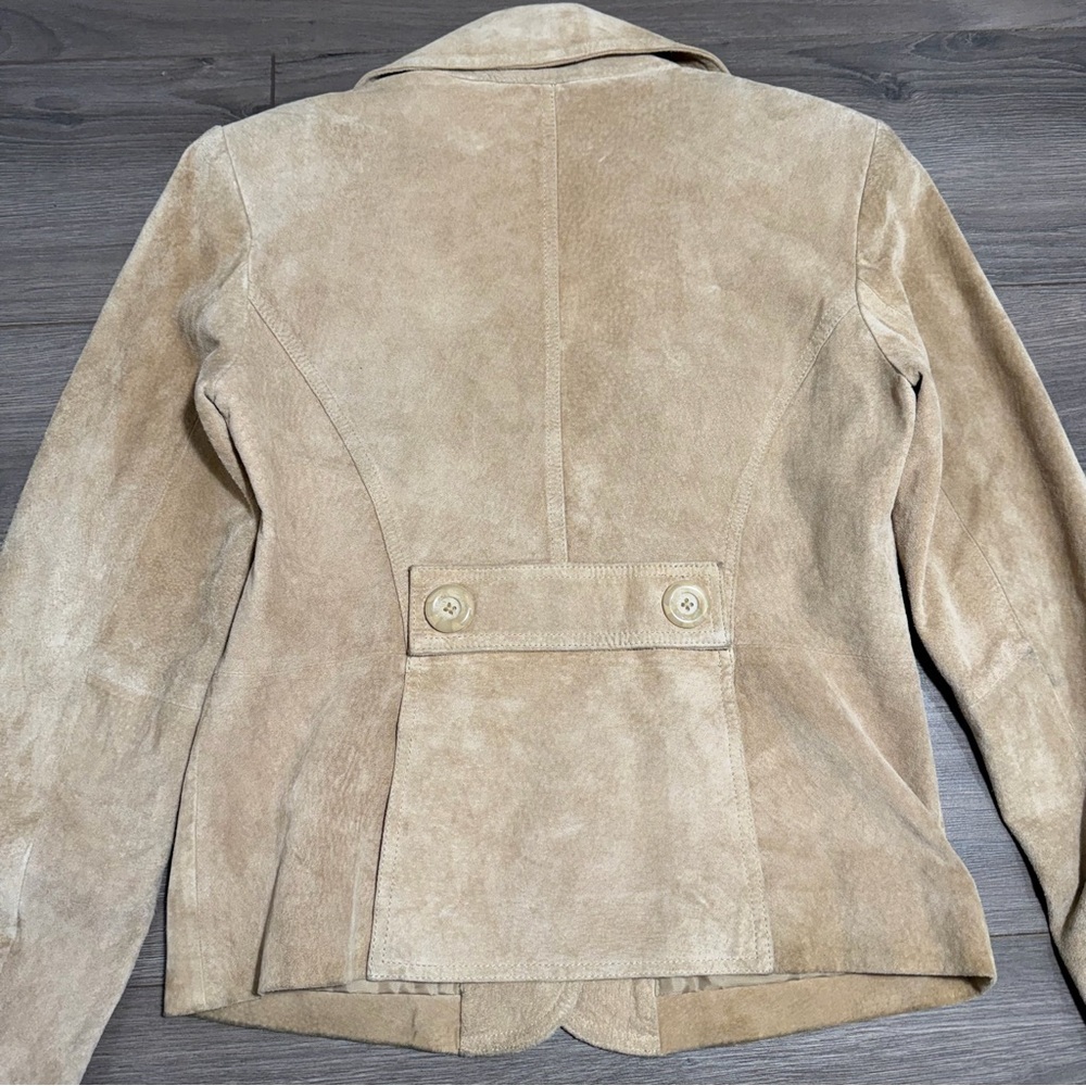 Mossimo real suede/leather Y2K vintage Tan Suede Women's Blazer jacket - Picture 6 of 10